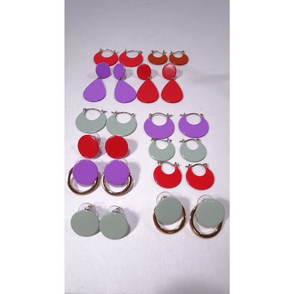 Banana Republic Women's Shiny Enamel Happy Tears Circles Earrings BURG NWT 50 - Picture 7 of 9